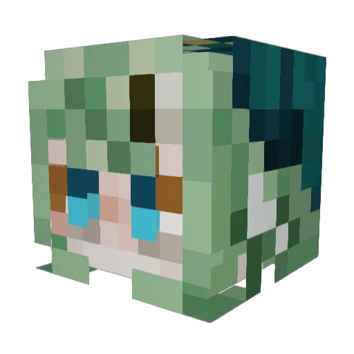 Takawia Minecraft avatar head, 3D render