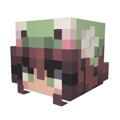 TanaDark Minecraft avatar head, 3D render