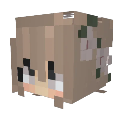 Taned Minecraft avatar head, 3D render