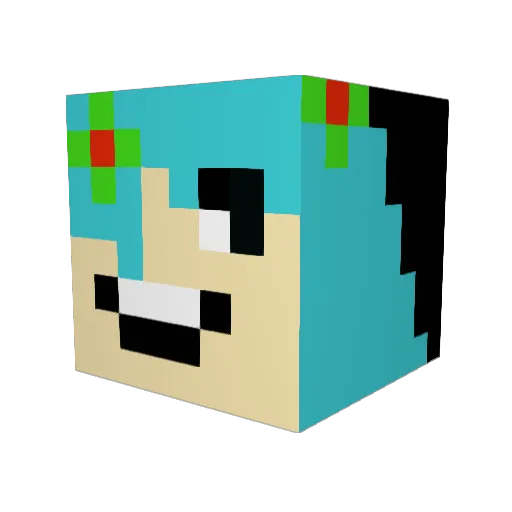 Tartarugagirl Minecraft avatar head, 3D render