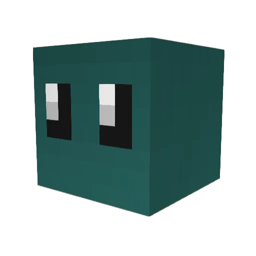 Teal Minecraft avatar head, 3D render