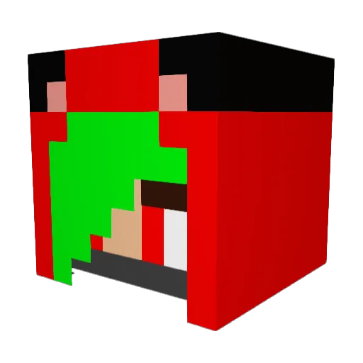 TechnoFoxGO Minecraft avatar head, 3D render