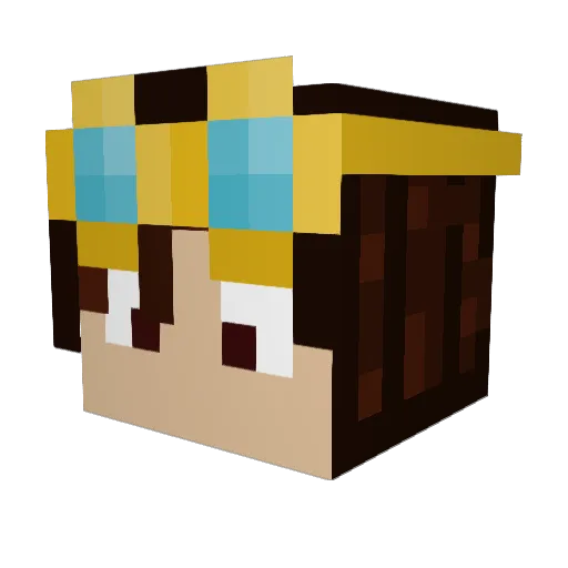 TechnoGusi Minecraft avatar head, 3D render