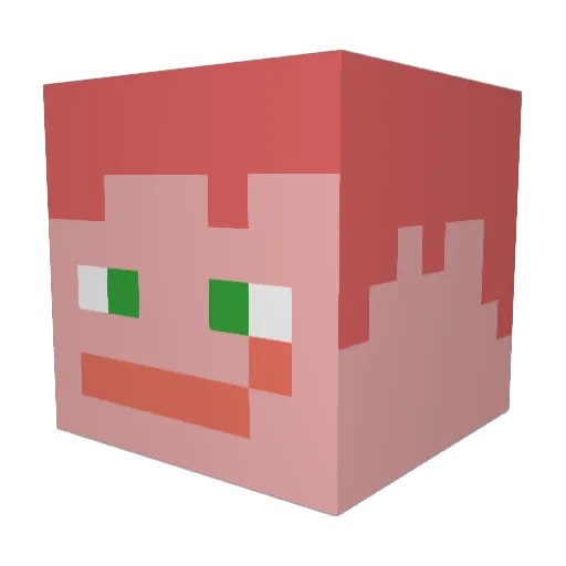 TeeRaw Minecraft avatar head, 3D render