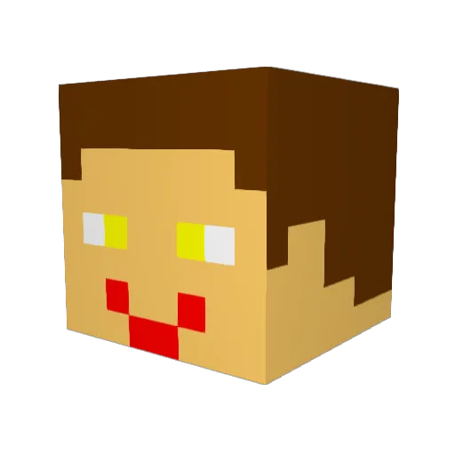 Teedly Minecraft avatar head, 3D render