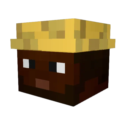 TehWiggler Minecraft avatar head, 3D render