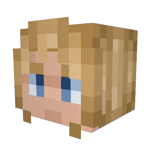 Teless Minecraft avatar head, 3D render
