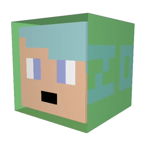 Tenko3 Minecraft avatar head, 3D render