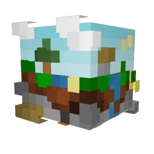 Terrain Minecraft avatar head, 3D render
