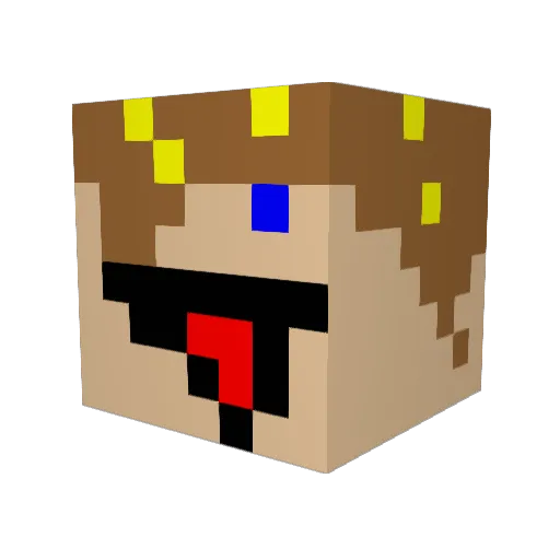 Tests_Tickles Minecraft avatar head, 3D render