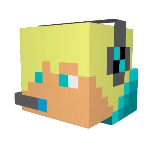 TheDiamonator Minecraft avatar head, 3D render