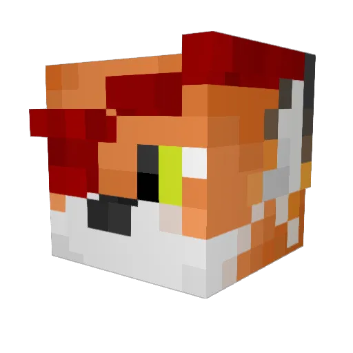 TheFoxWithGlasse Minecraft avatar head, 3D render