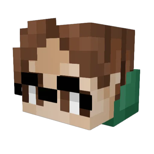 TheWatashi Minecraft avatar head, 3D render