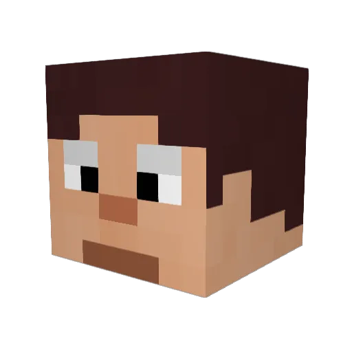 Threefold Minecraft avatar head, 3D render