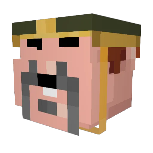 Tiezhou Minecraft avatar head, 3D render