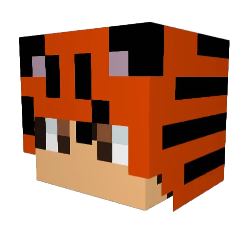 Tigalt Minecraft avatar head, 3D render