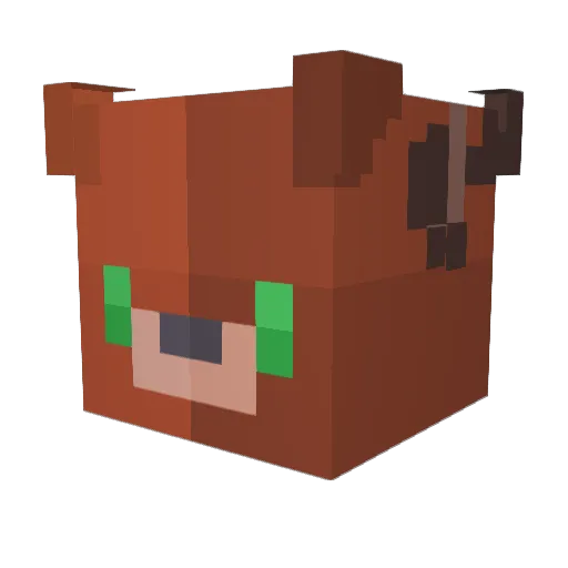 Timberpelt Minecraft avatar head, 3D render