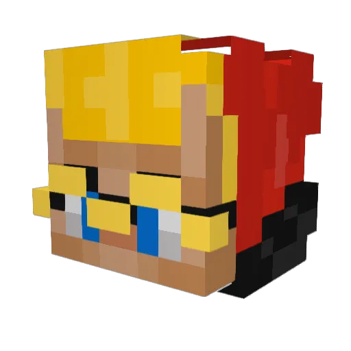 Tipain Minecraft avatar head, 3D render