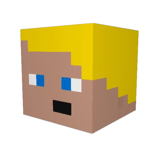 Tiptoppz Minecraft avatar head, 3D render