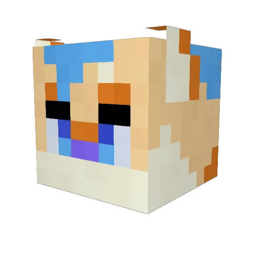 TixieFox Minecraft avatar head, 3D render