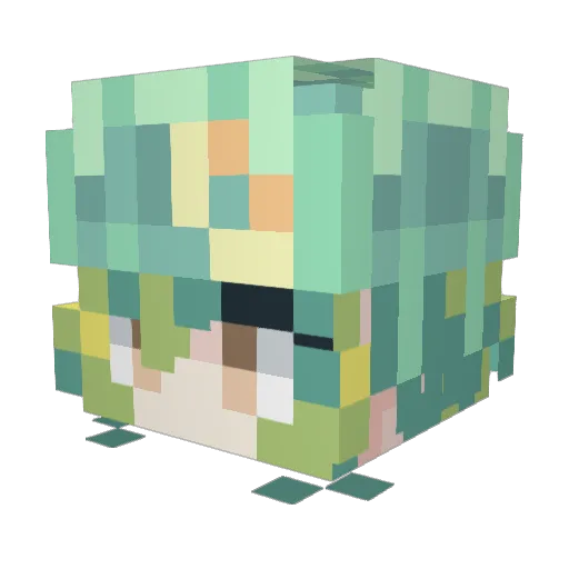 TohokuAlpha Minecraft avatar head, 3D render