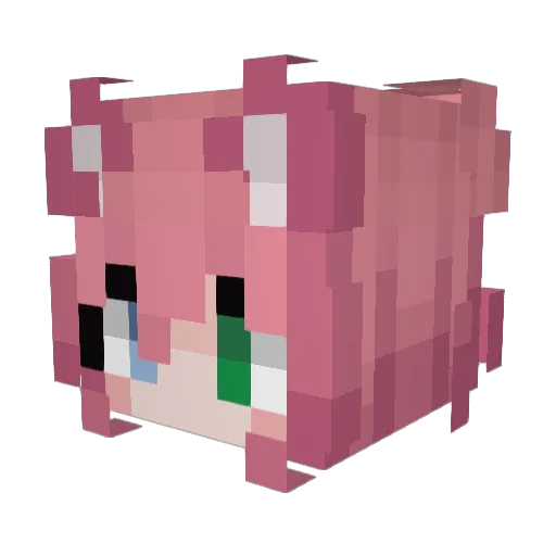 TomoeTheNeko Minecraft avatar head, 3D render