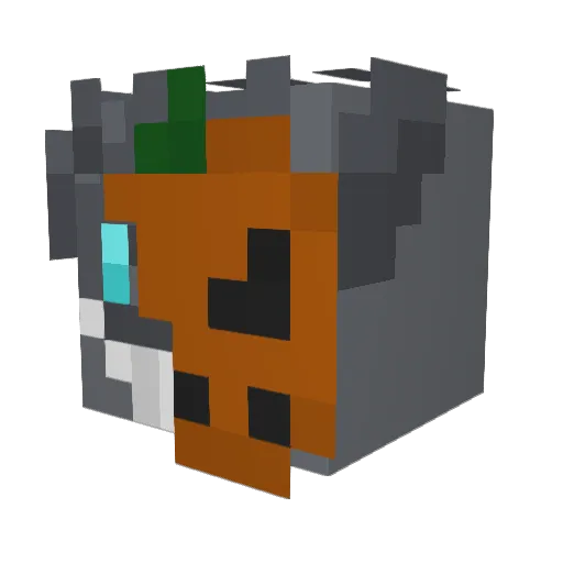 Toped Minecraft avatar head, 3D render
