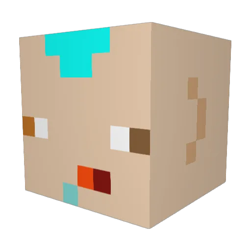 Totallyglitter Minecraft avatar head, 3D render