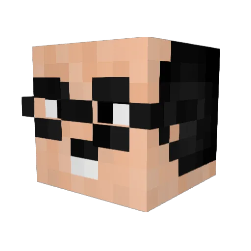 Toverkikker Minecraft avatar head, 3D render