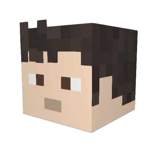 Tr1cky Minecraft avatar head, 3D render