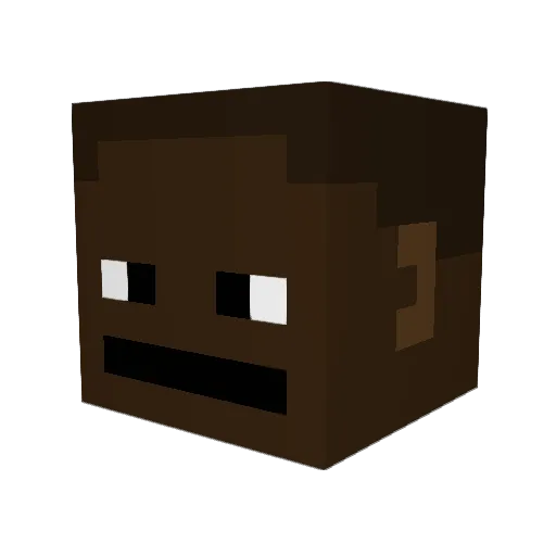 Tramatic Minecraft avatar head, 3D render