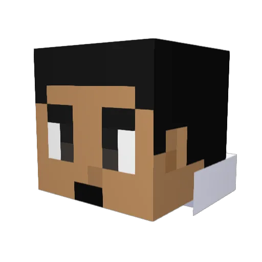 TravAnimates Minecraft avatar head, 3D render