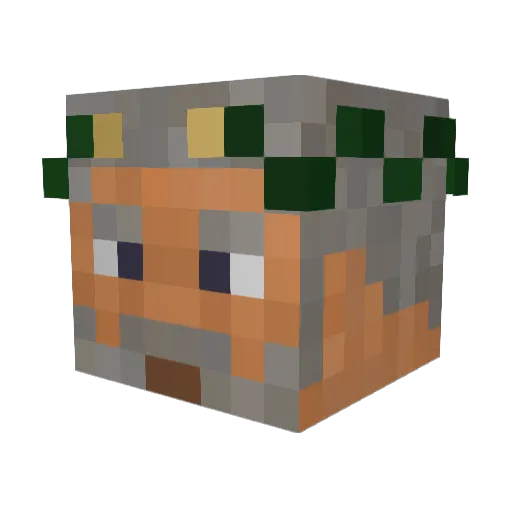 Treatyless Minecraft avatar head, 3D render