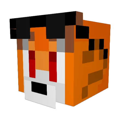 TrottyFox Minecraft avatar head, 3D render