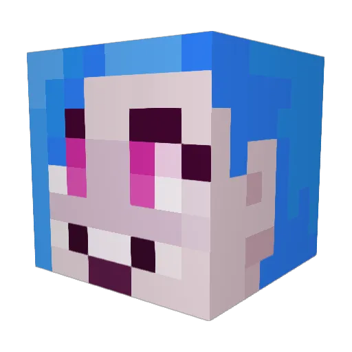 TsumiMegami Minecraft avatar head, 3D render