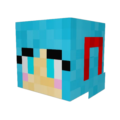 TurtleLove2 Minecraft avatar head, 3D render