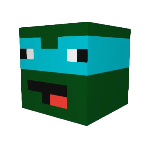 Turtles23 Minecraft avatar head, 3D render