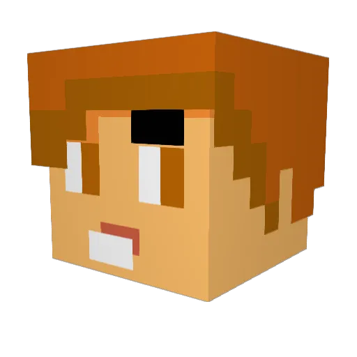 TwistVillian Minecraft avatar head, 3D render