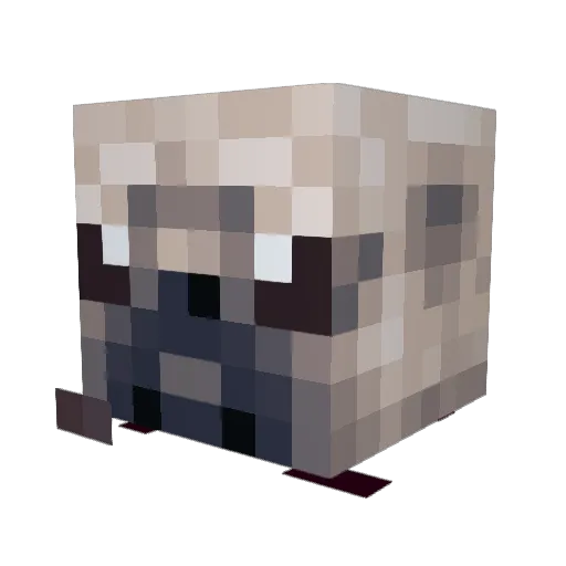 Twitchpug Minecraft avatar head, 3D render