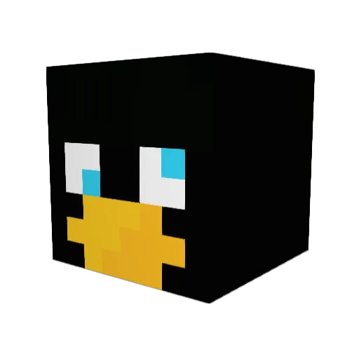 TwitchyPenguin Minecraft avatar head, 3D render