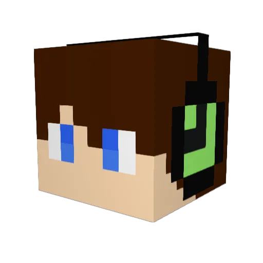 UnFluffy Minecraft avatar head, 3D render