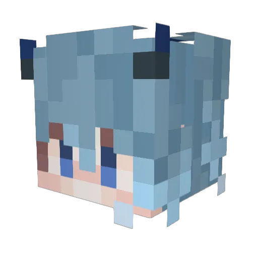 UnaLiu Minecraft avatar head, 3D render