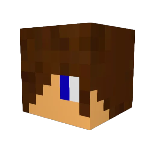 Unaito Minecraft avatar head, 3D render