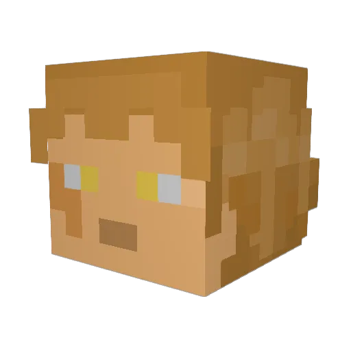 UnawarePotato Minecraft avatar head, 3D render