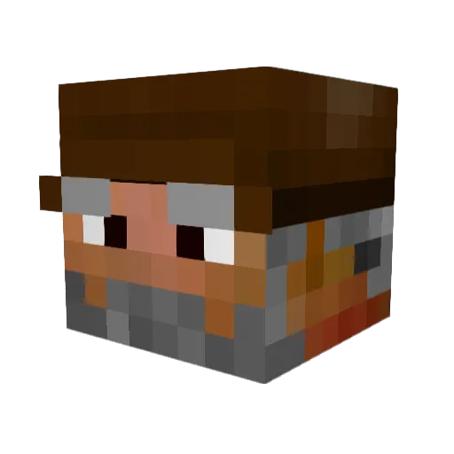 UncleTrenchcoat Minecraft avatar head, 3D render