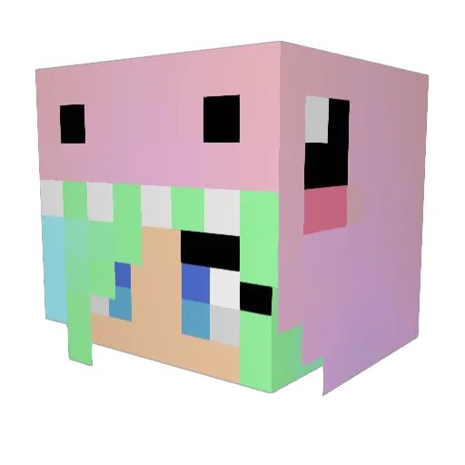 UnicornxLover Minecraft avatar head, 3D render
