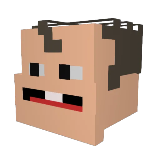Unkl3 Minecraft avatar head, 3D render