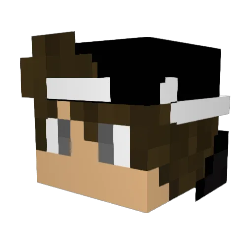 Upperside Minecraft avatar head, 3D render
