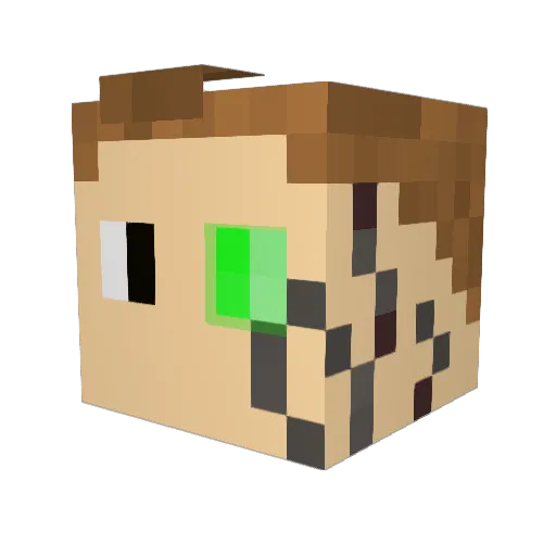 Upsidedowncompas Minecraft avatar head, 3D render