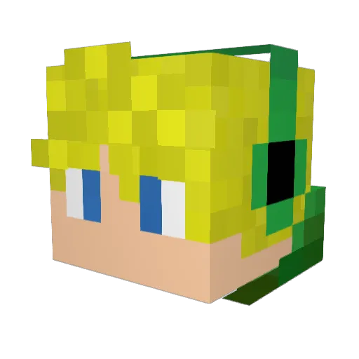 Vaomix Minecraft avatar head, 3D render